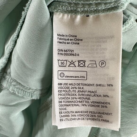 H&M Tank Top Womens Size 6 Ruffled Tiered Cami Sleeveless Viscose Silk Green - Picture 6 of 8